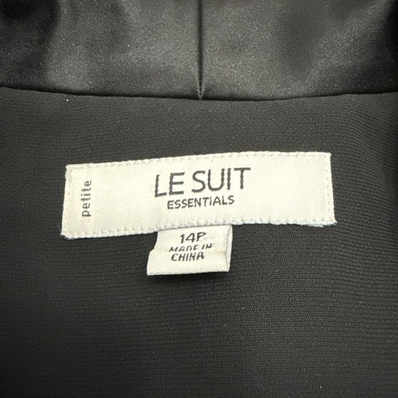 Le Suit satin blazer pant suit set women's 14P petite black 2 piece formal event - Picture 8 of 16